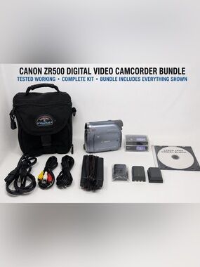 PRISTINE Canon ZR500 MiniDV Camcorder Bundle - TESTED WORKING - Y2K Vibe